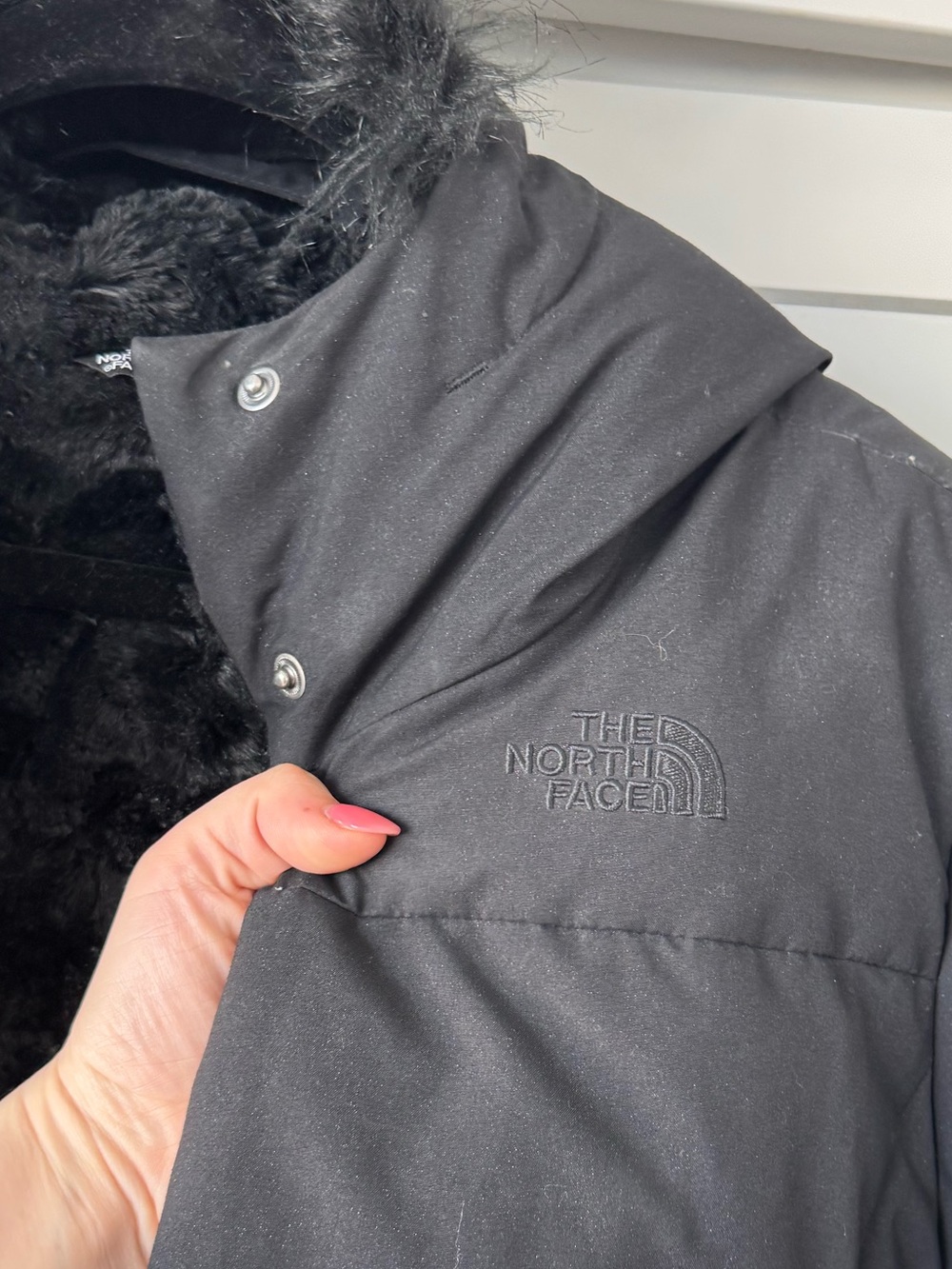 Black North Face 550 Puffer Mid Parka Jacket - Picture 5 of 7